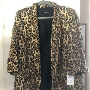 Zara animal print blazer NWT